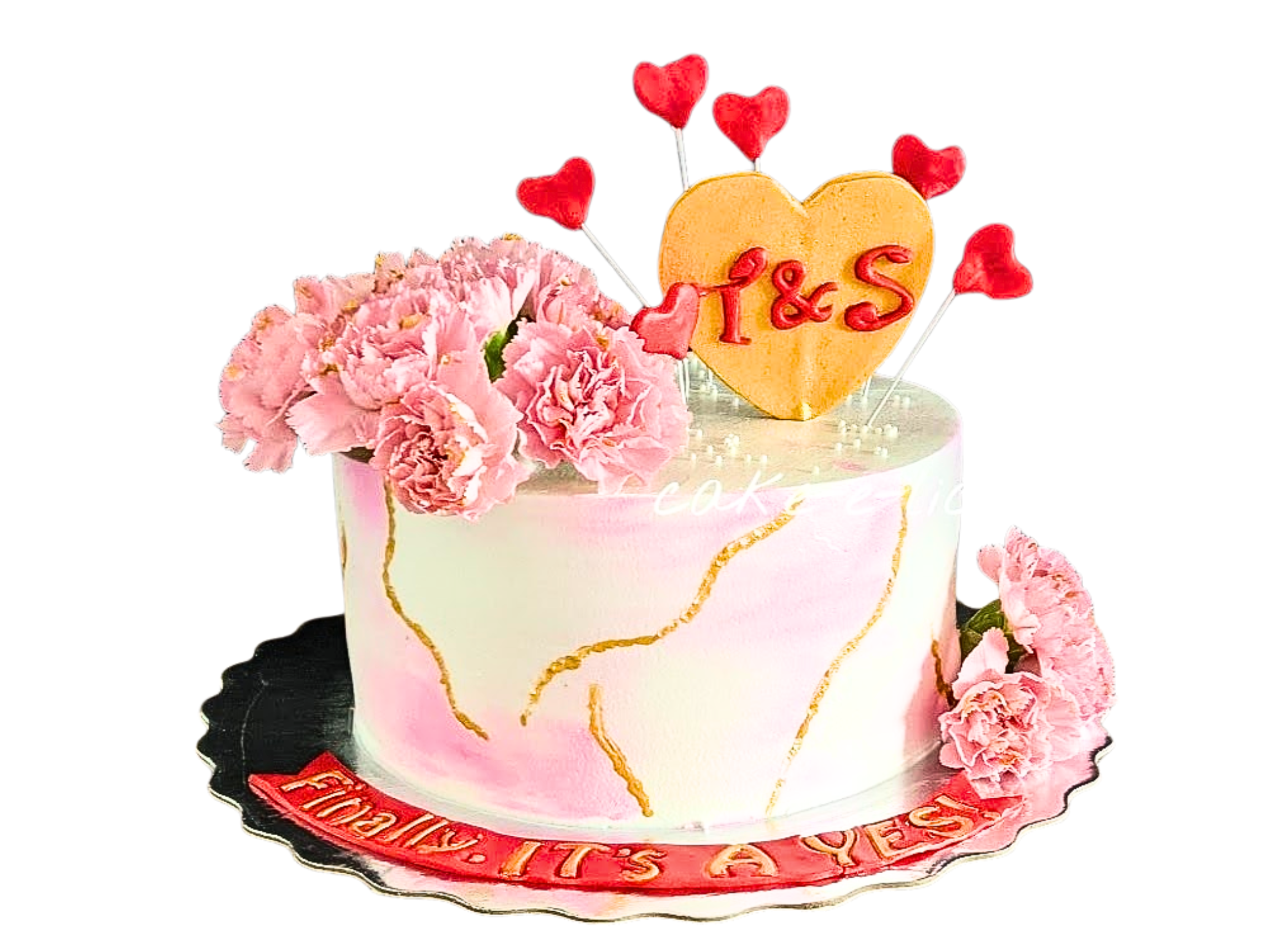 Anniversary cake with little hearts