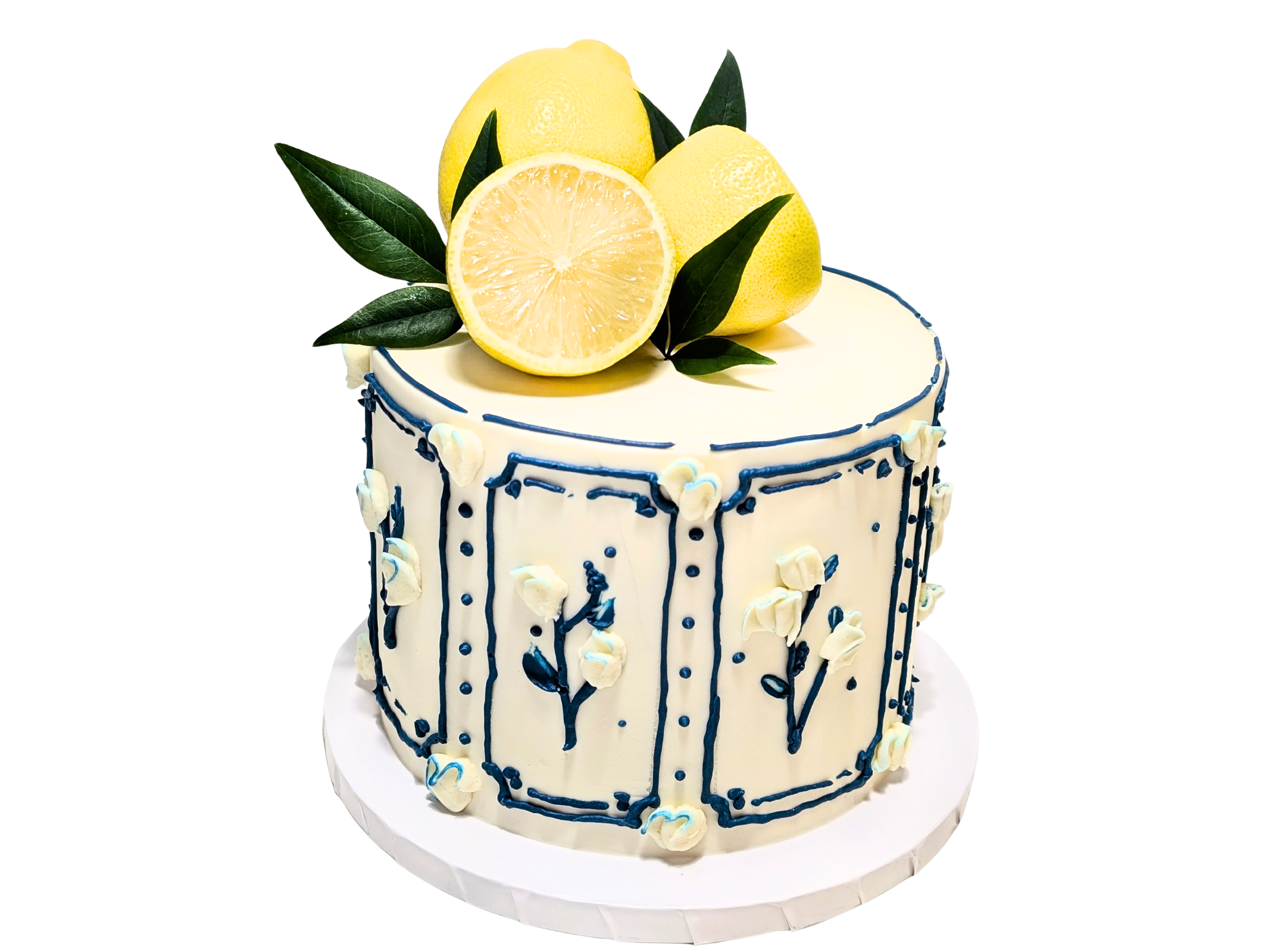Lemon zest cake with edible lemon styling